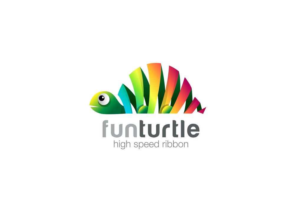 funny colorful ribbon abstract turtle logo design vector template. zoo creative animal logotype concept icon.